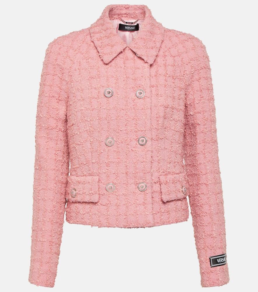 versace double-breasted bouclé tweed jacket