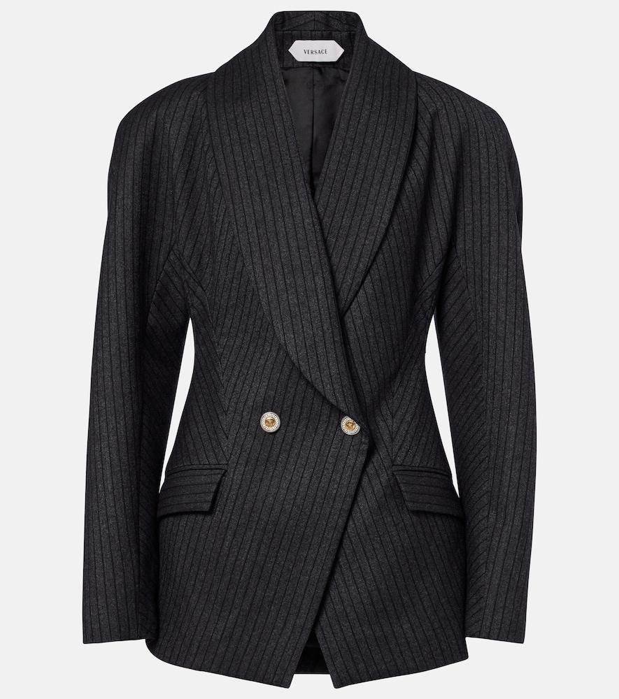 versace double-breasted virgin wool twill blazer