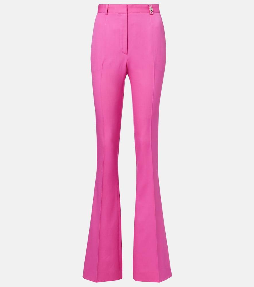 versace embellished high-rise wool flared pants