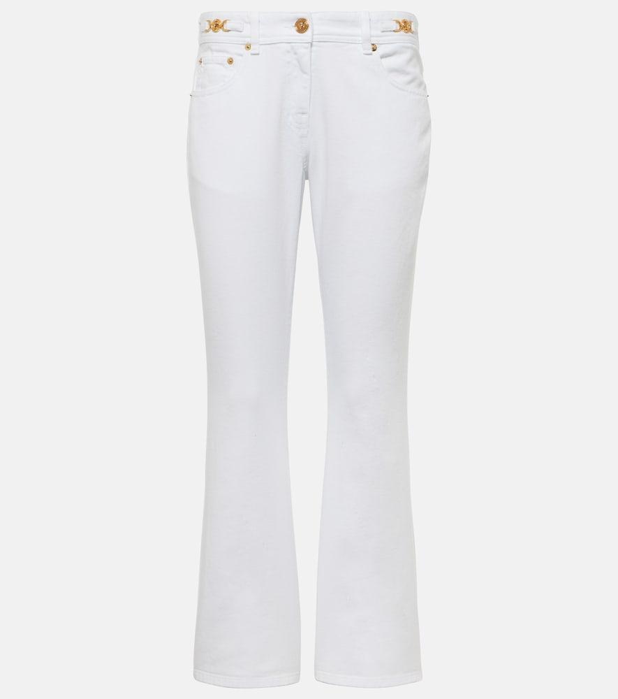 versace embellished low-rise flared jeans