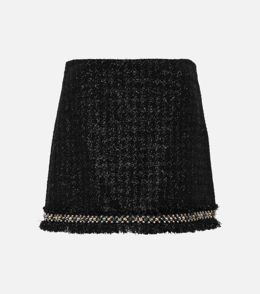 versace embellished metallic tweed miniskirt