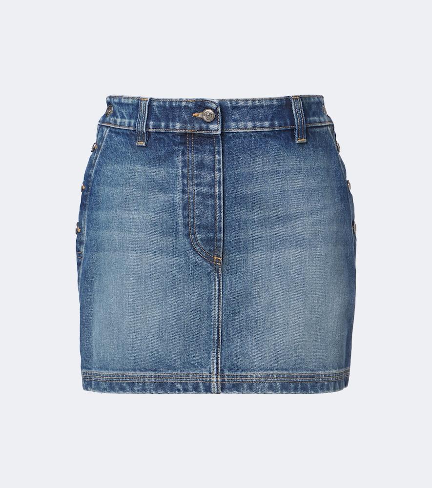 versace faded denim miniskirt