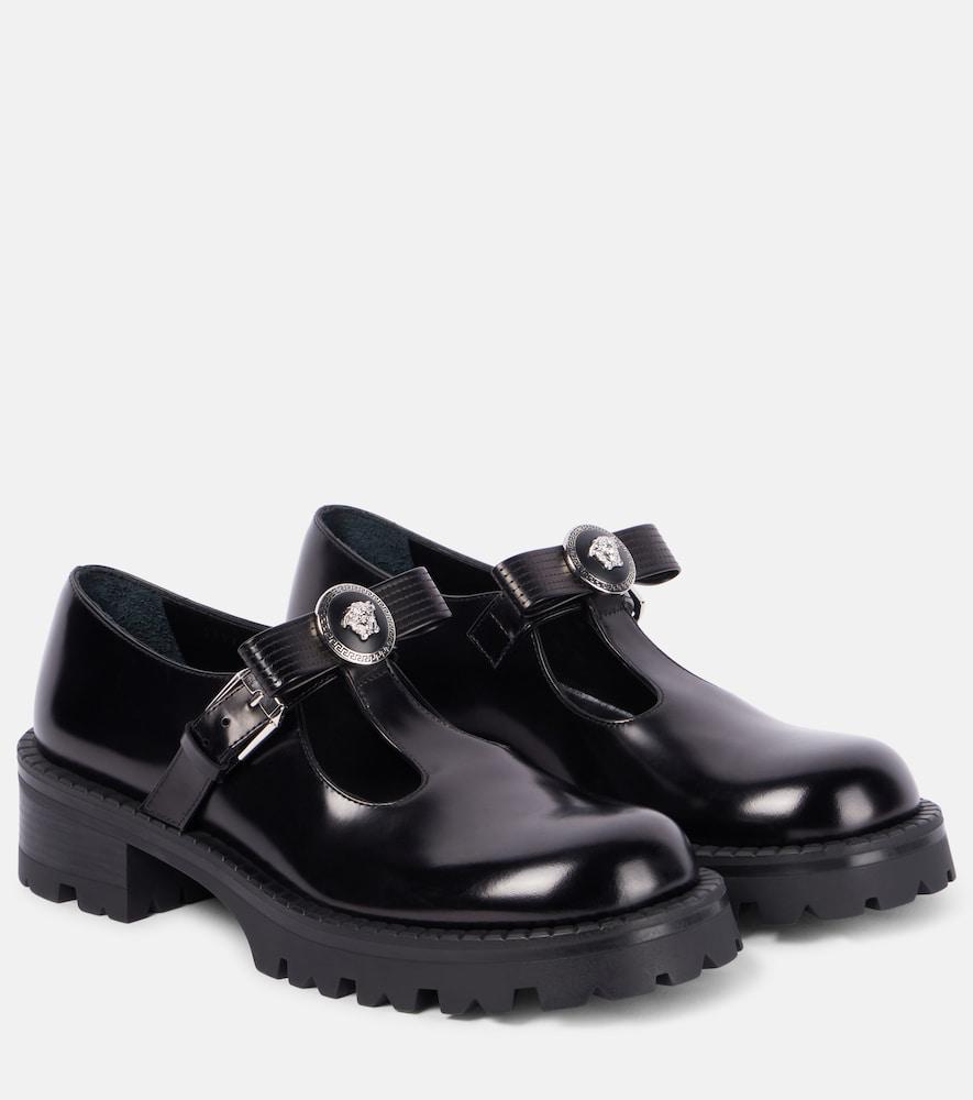 versace gianni ribbon leather flats