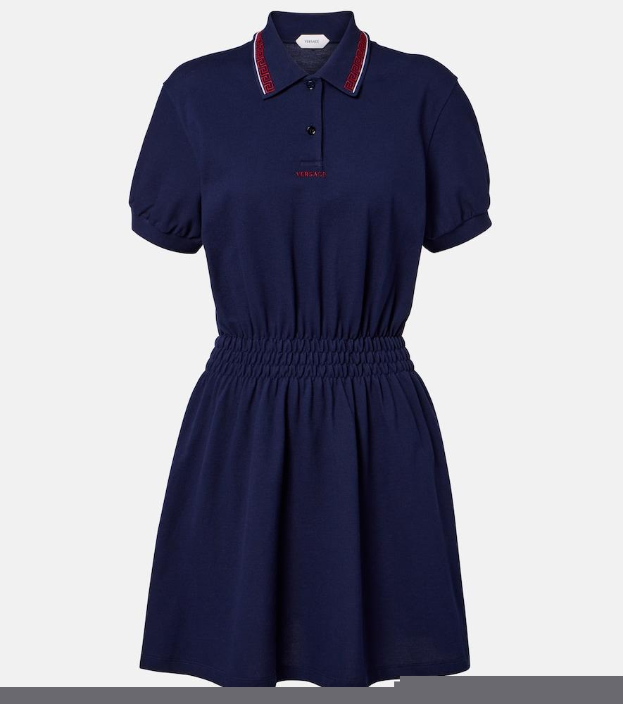 versace greca cotton piqué polo dress