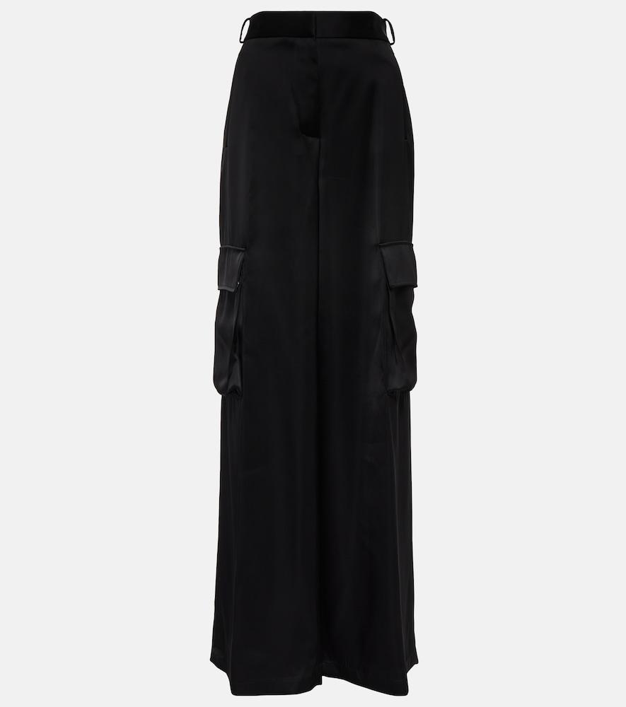 versace high-rise wide-leg satin cargo pants