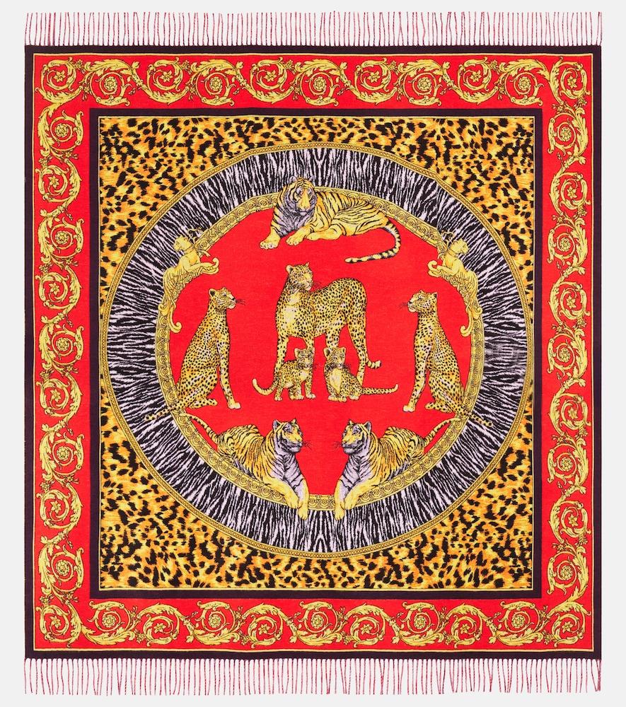 versace home barocco printed wool blanket