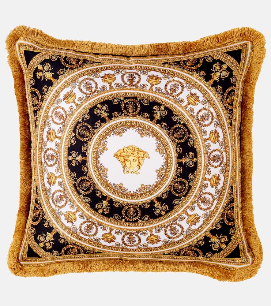 versace home fringed silk and cotton cushion