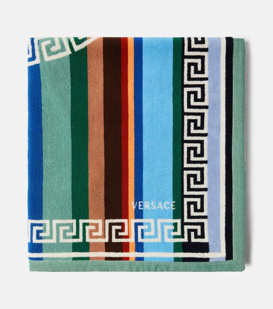 versace home greca striped cotton terry bath sheet