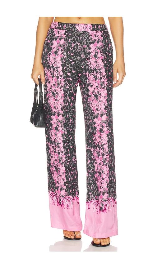versace jeans couture reptile scale pant in black,pink. - size 40 (also in 42)