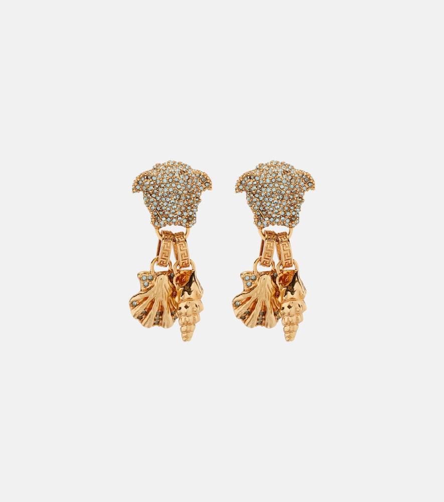 versace la medusa embellished drop earrings