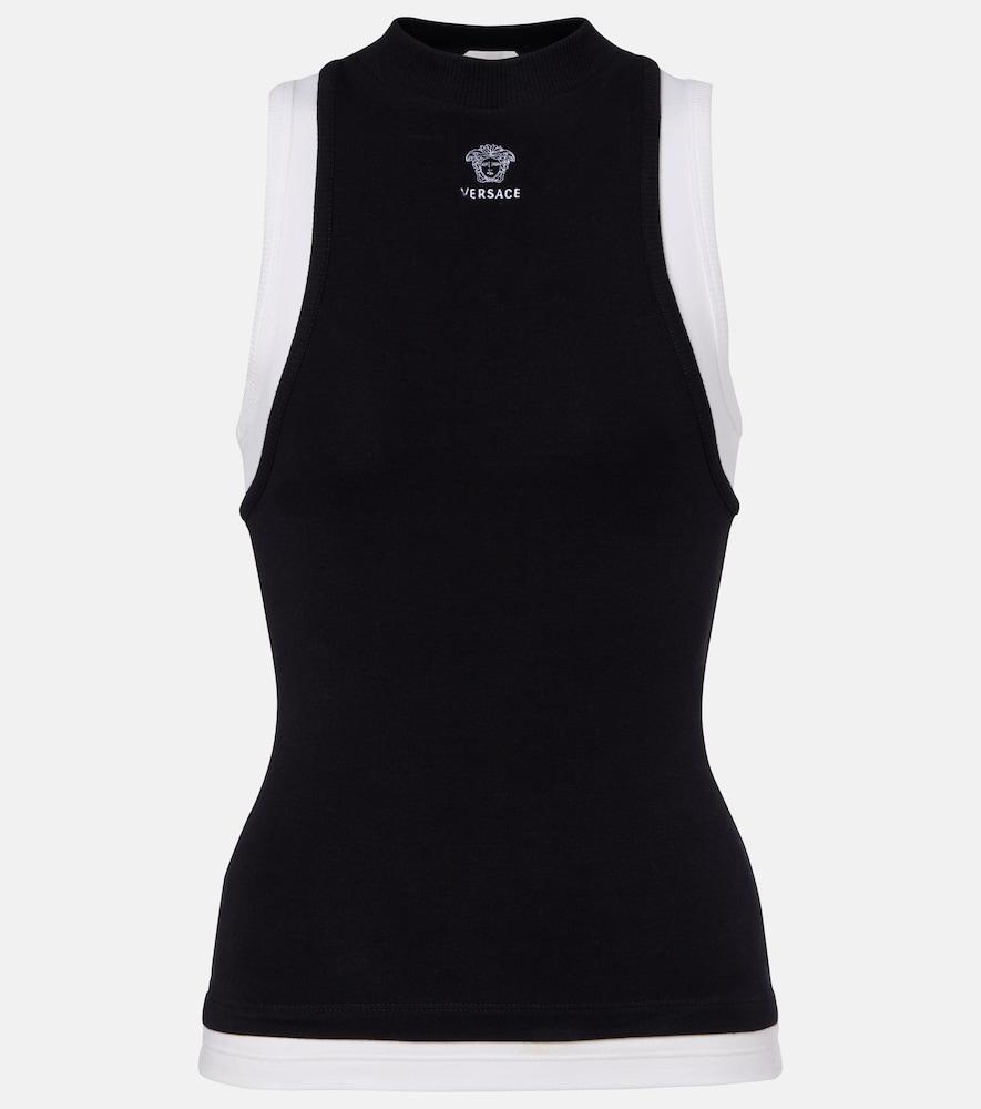 versace layered cotton-blend tank top