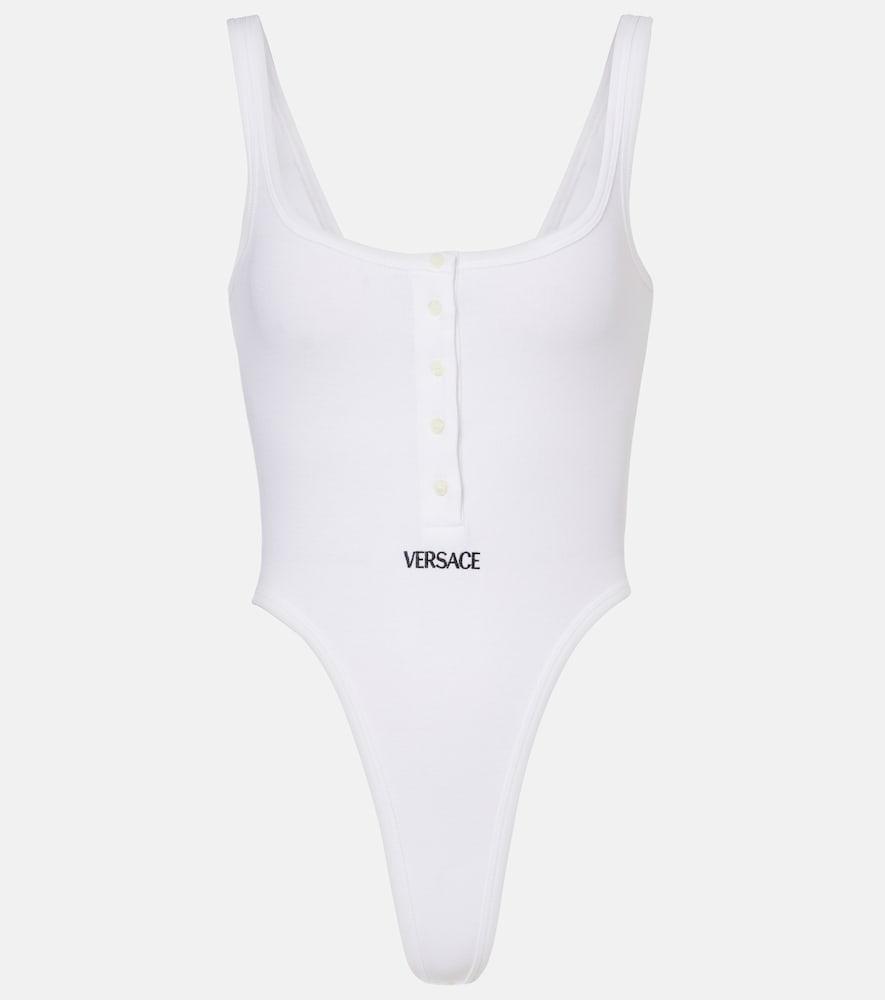 versace logo ribbed-knit body suit