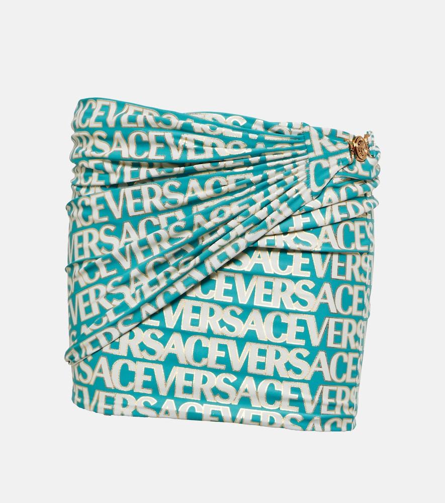 versace logo ruched miniskirt