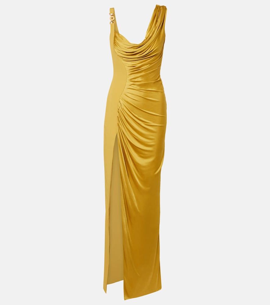 versace medusa '95 draped jersey gown