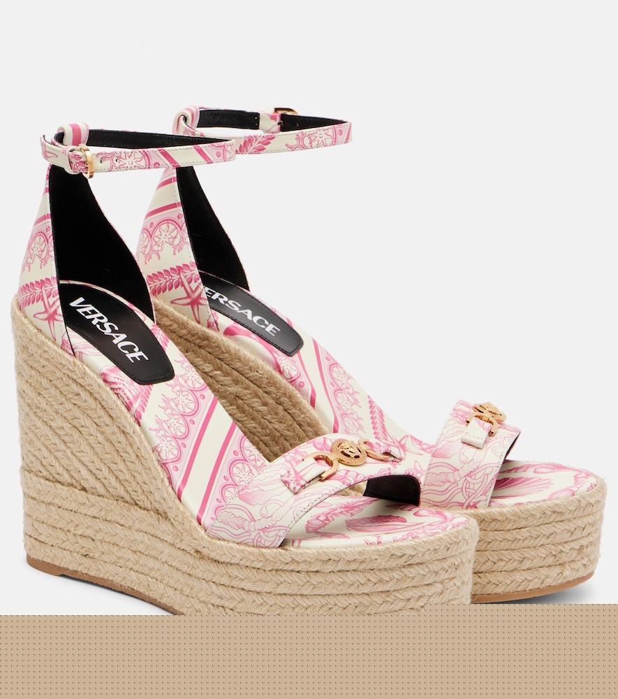 versace medusa '95 leather espadrille wedges