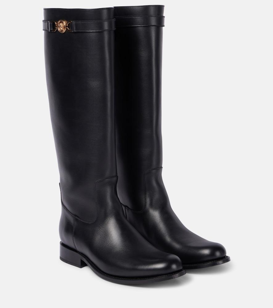 versace medusa '95 leather knee-high boots