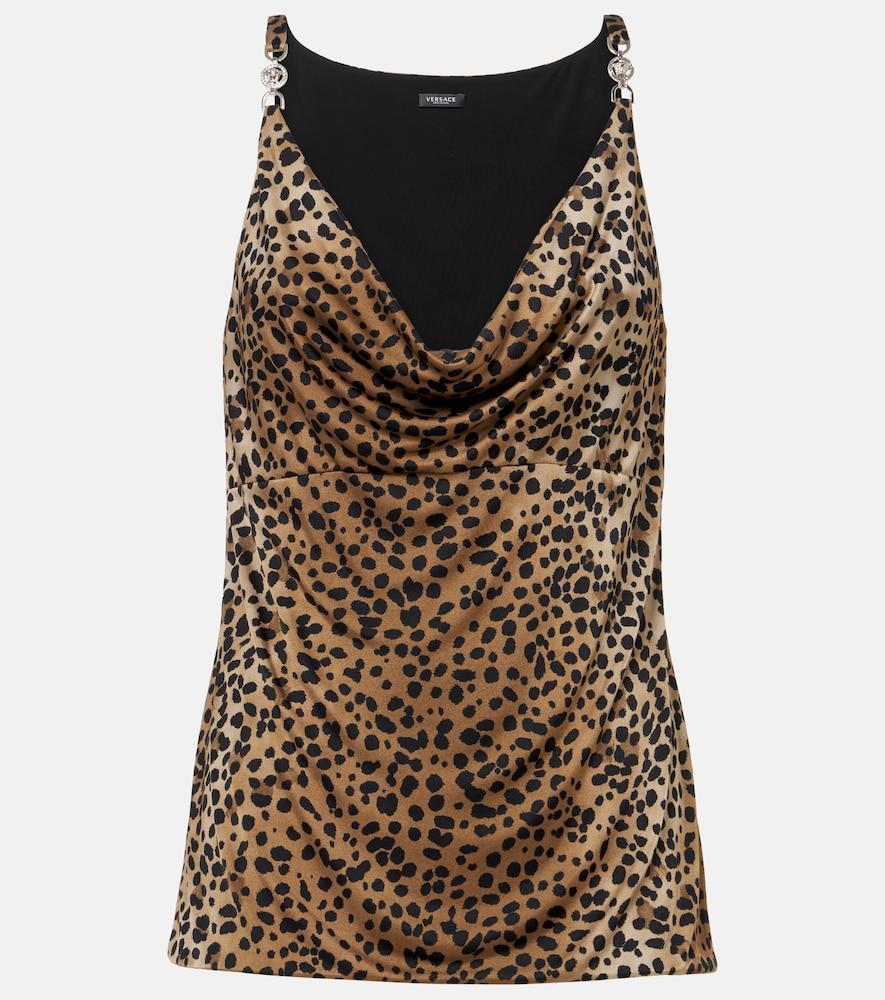 versace medusa '95 leopard-print draped top