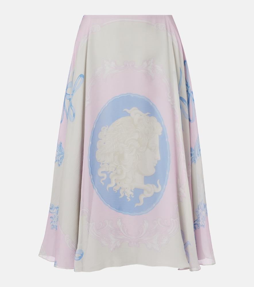 versace medusa cameo silk crêpe midi skirt