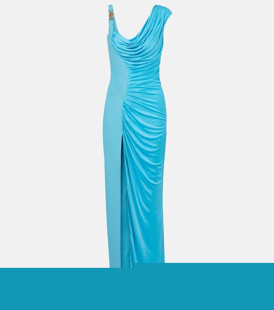 versace medusa draped gown