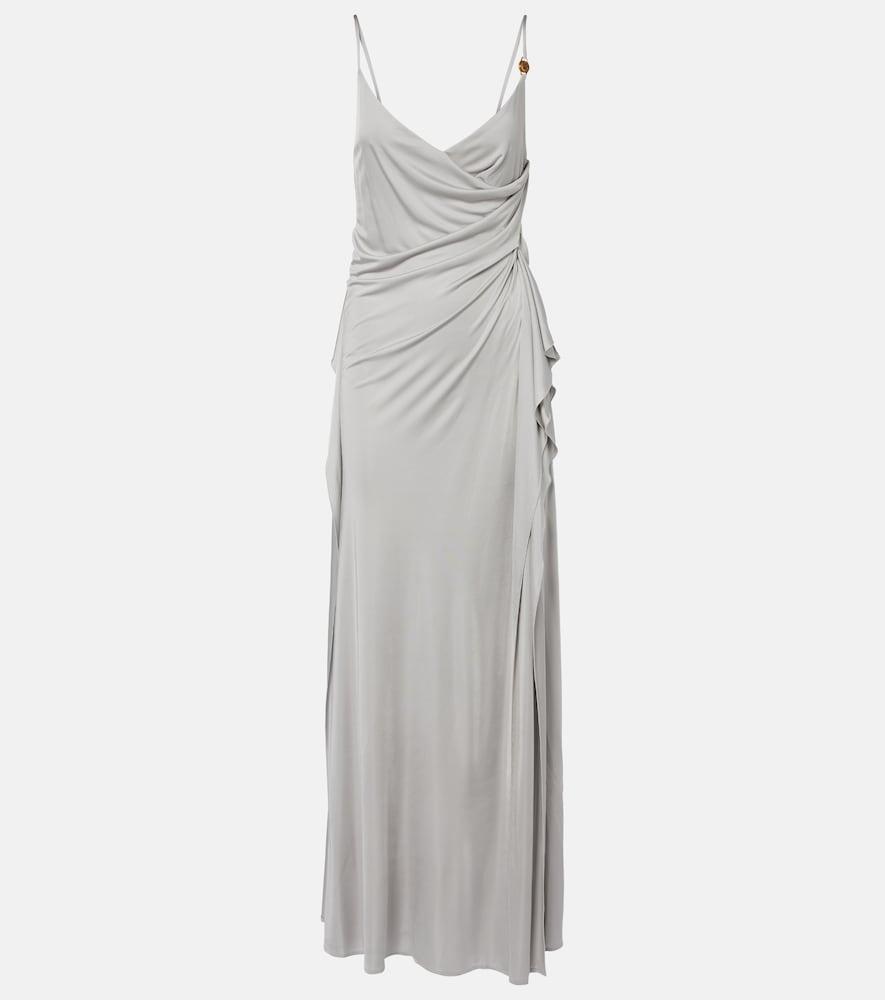 versace medusa draped jersey cocktail dress