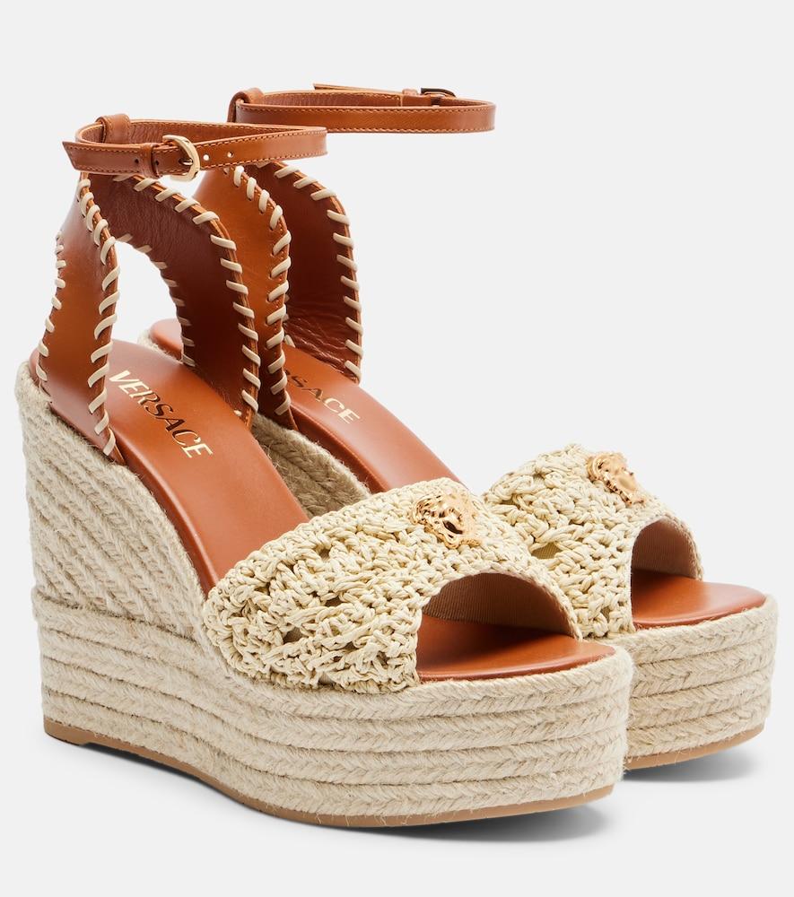 versace medusa espadrille wedge sandals