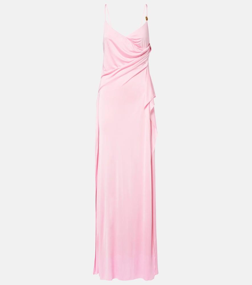 versace medusa gathered jersey gown