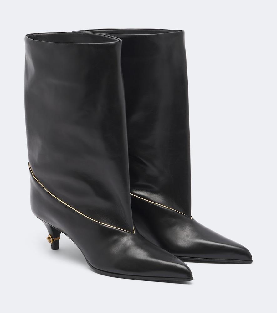 versace medusa leather mid-calf boots