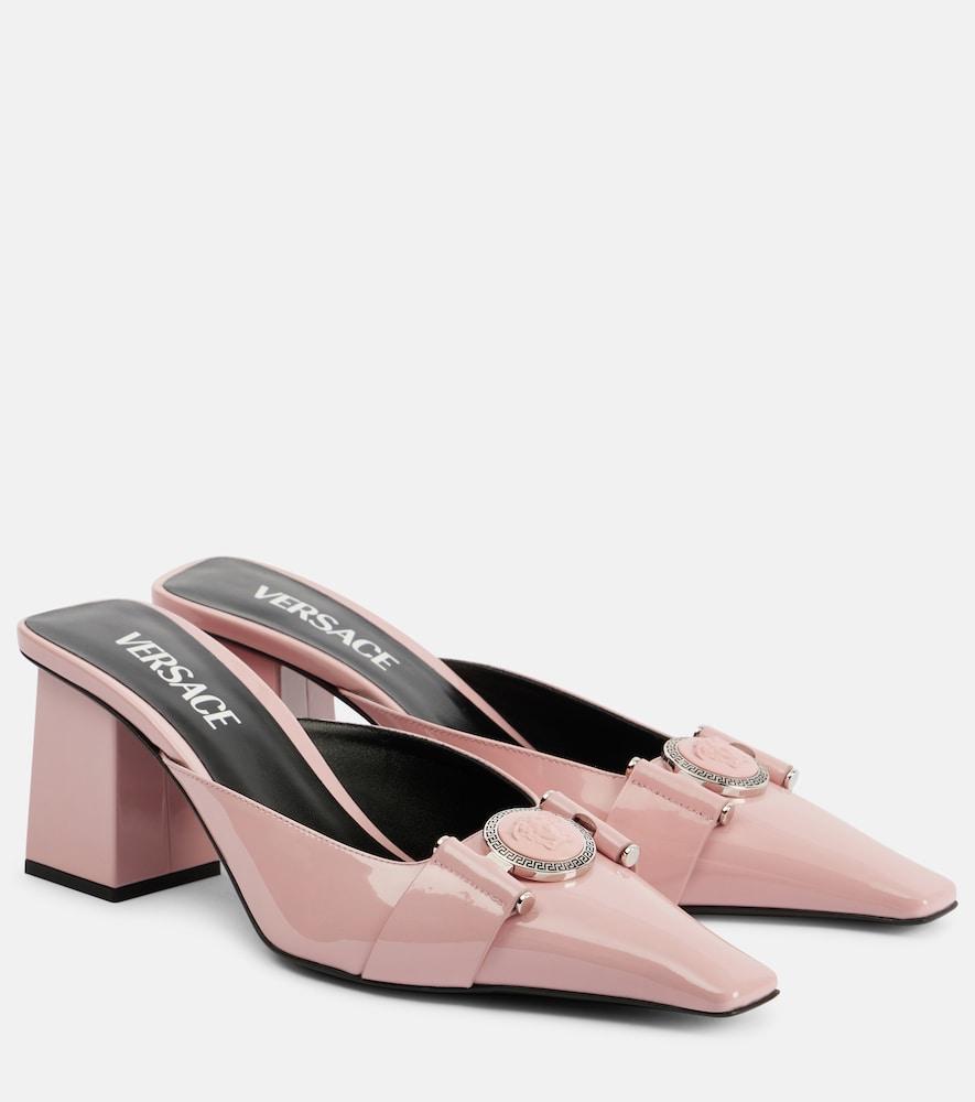 versace medusa patent leather mules