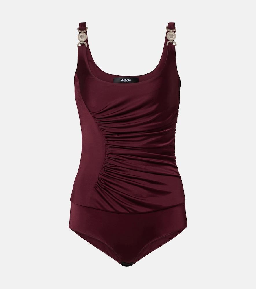 versace medusa ruched jersey bodysuit