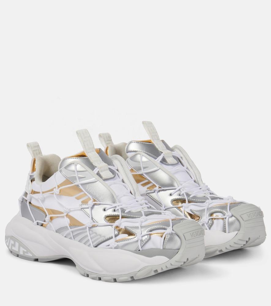versace mercury leather-trimmed sneakers