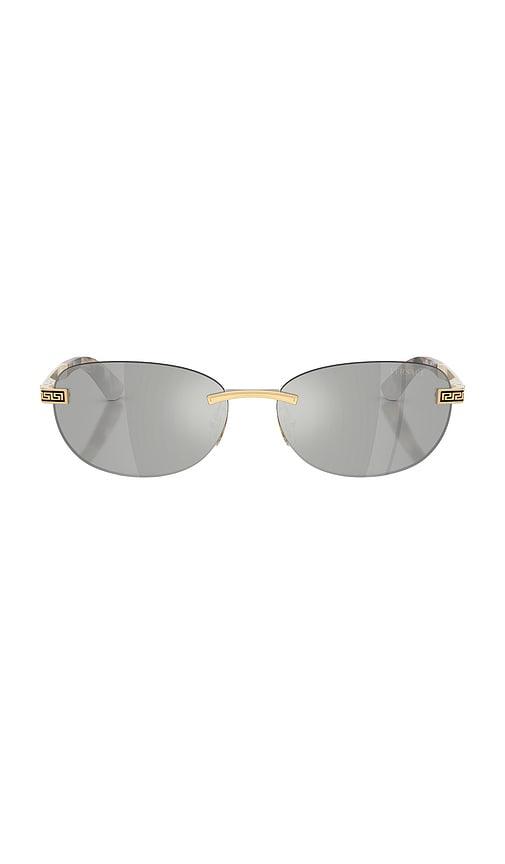 versace oval sunglasses in metallic gold.