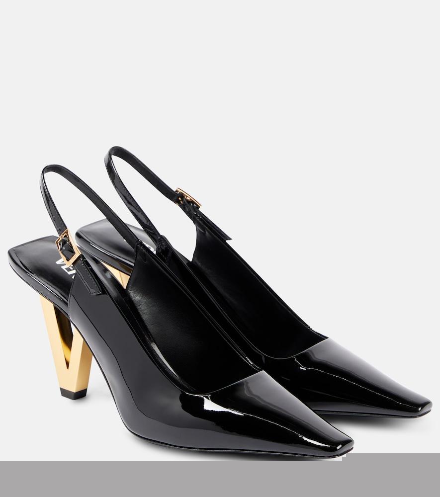 versace patent leather slingback pumps