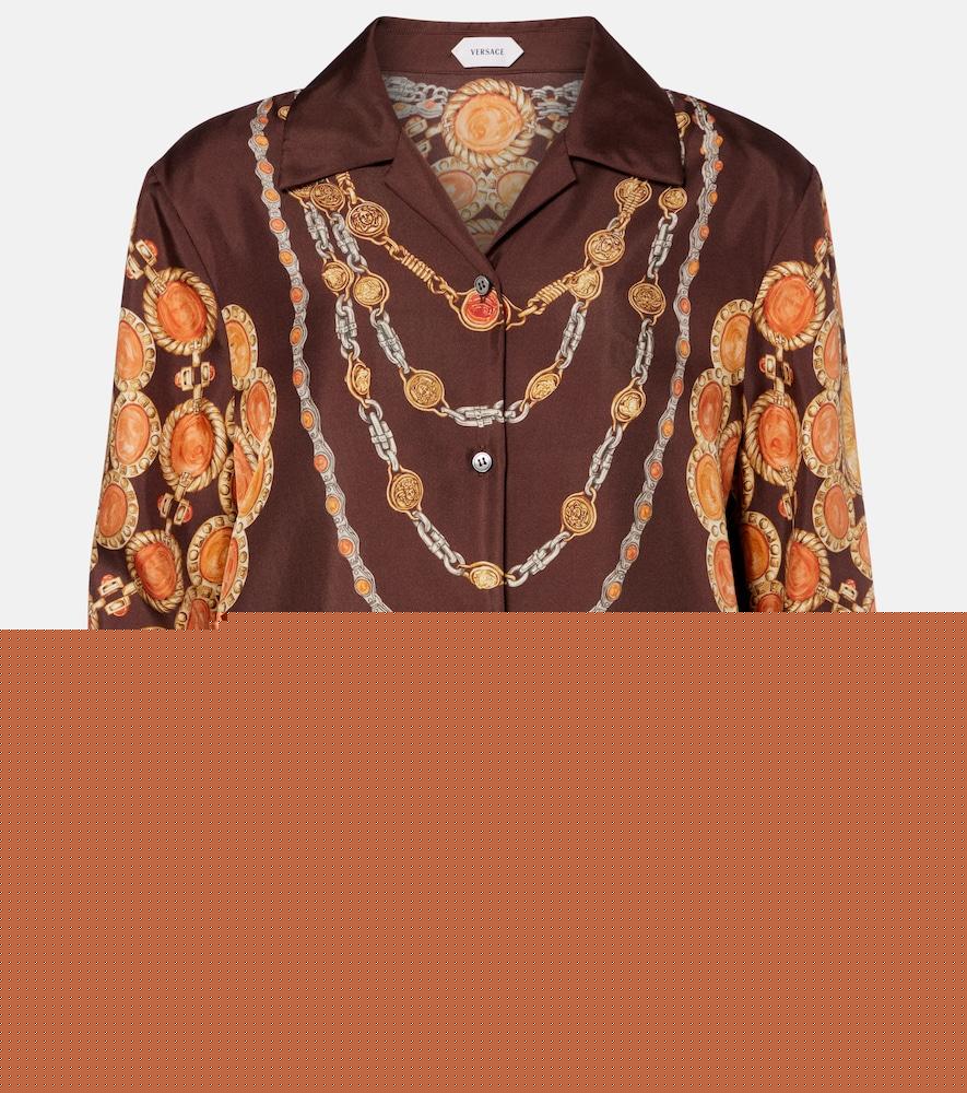 versace printed cropped silk twill shirt