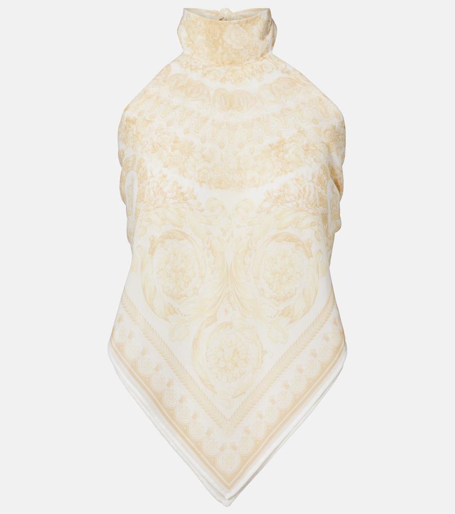 versace printed halterneck georgette top
