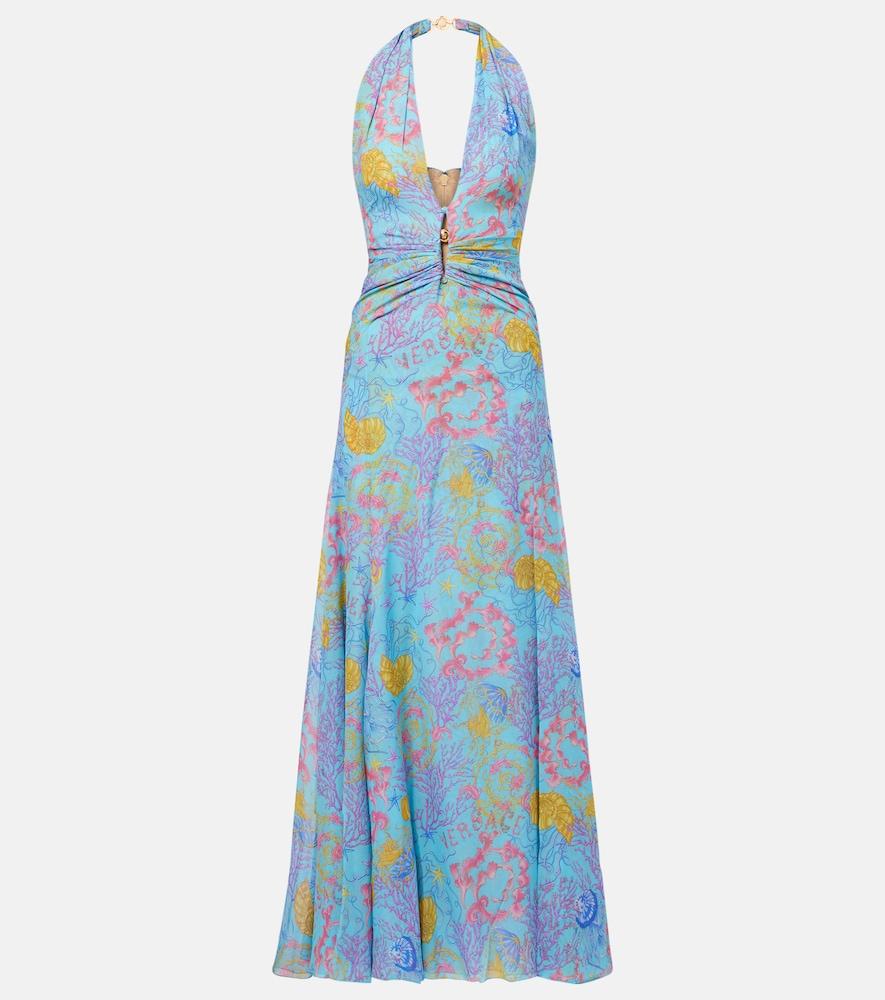 versace printed halterneck gown