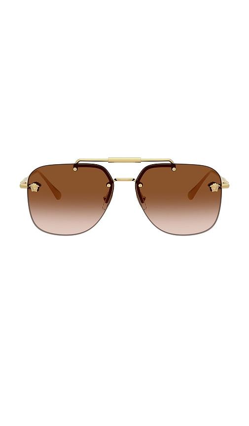 versace square sunglasses in metallic gold.