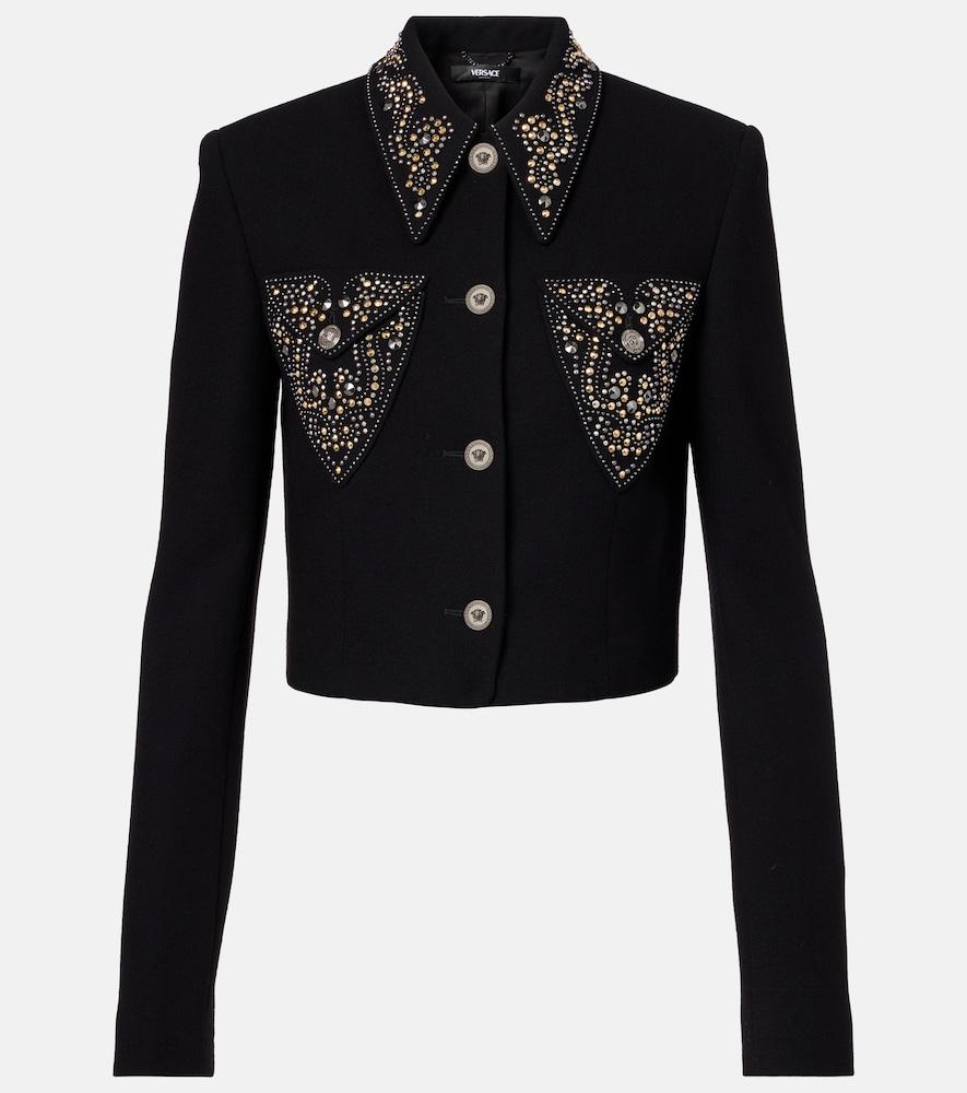 versace studded wool-blend jacket