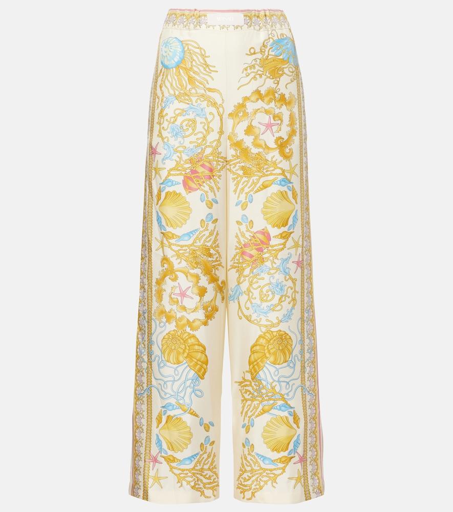 versace underwater barocco silk palazzo pants