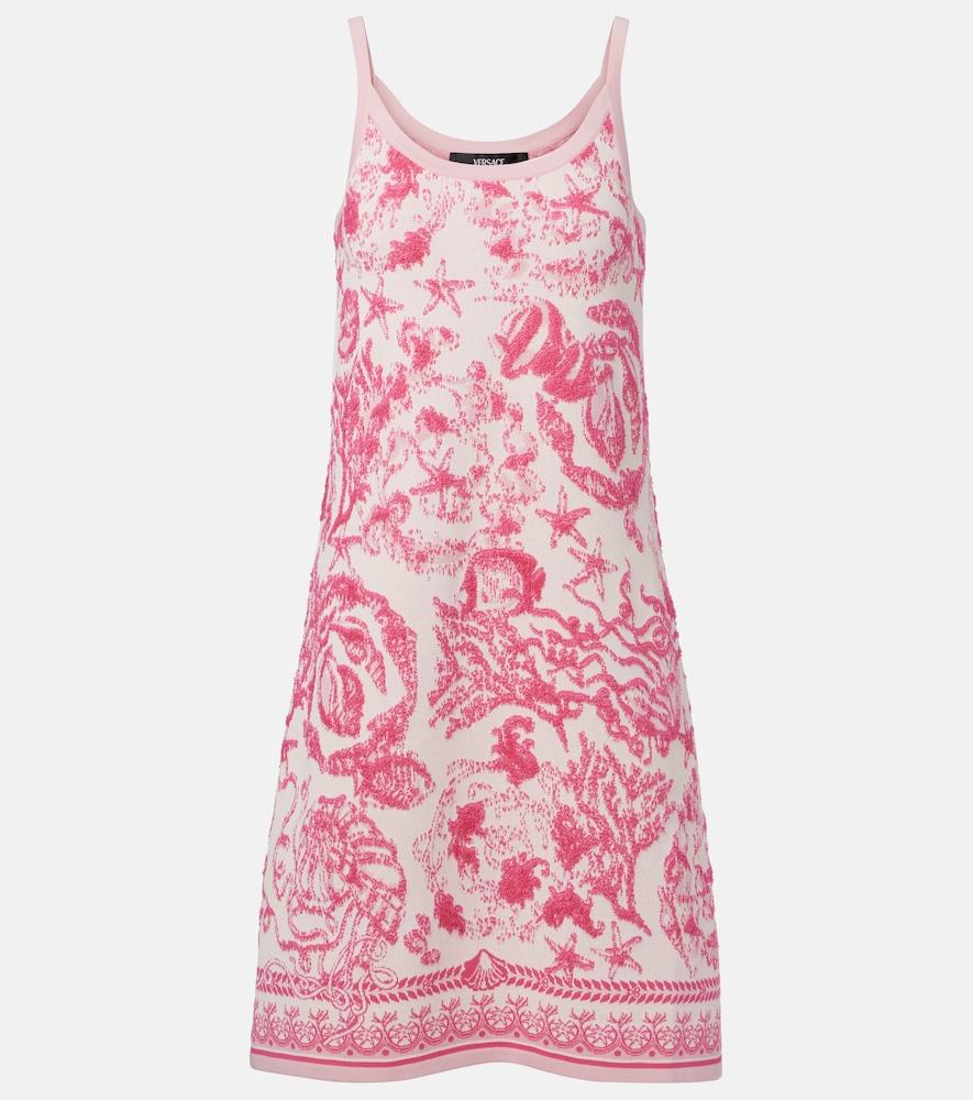 versace underwater barocco terry jacquard minidress