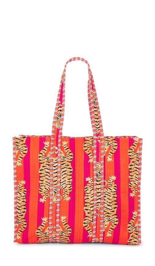 verve culture feline tote in orange.