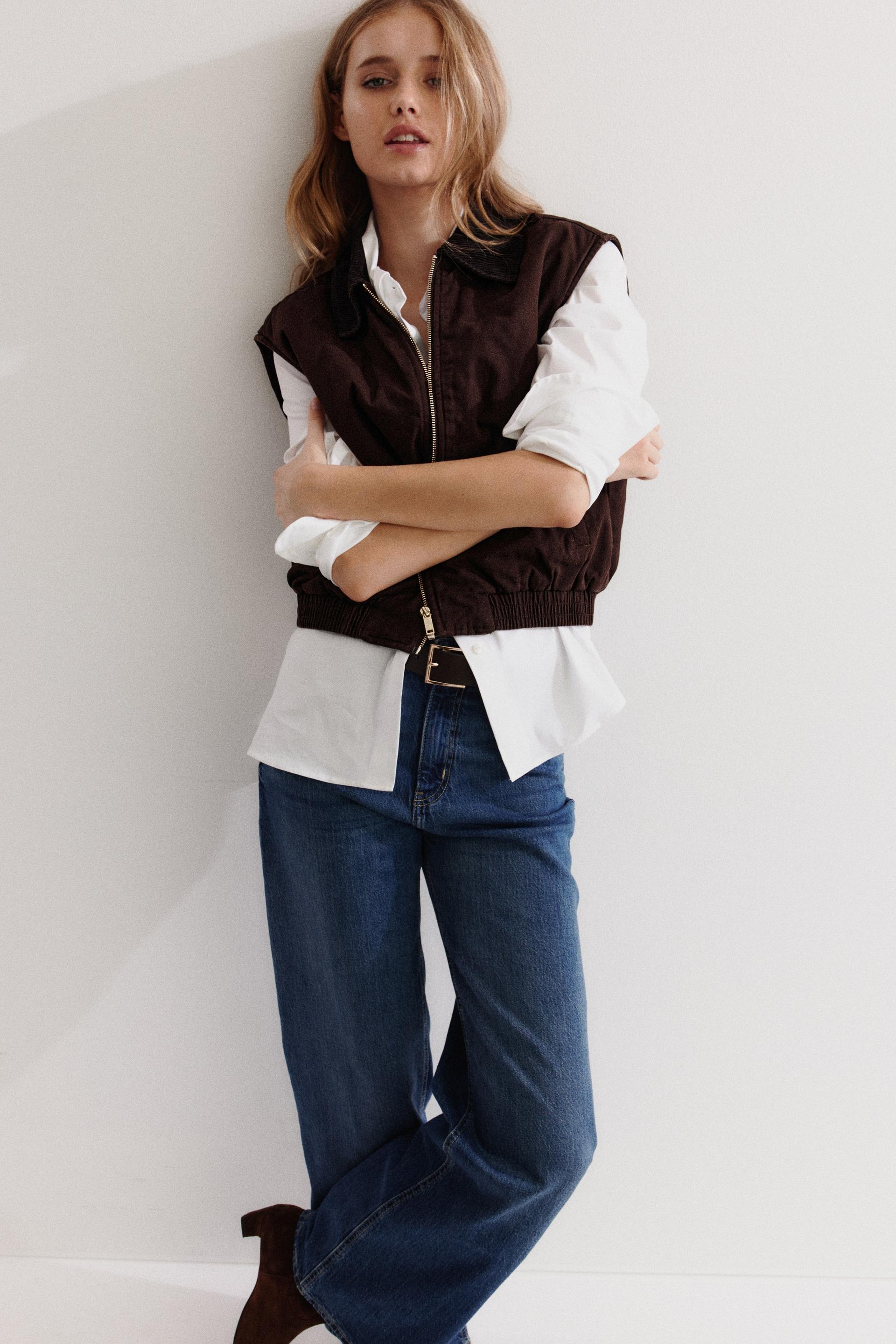 vest with corduroy collar