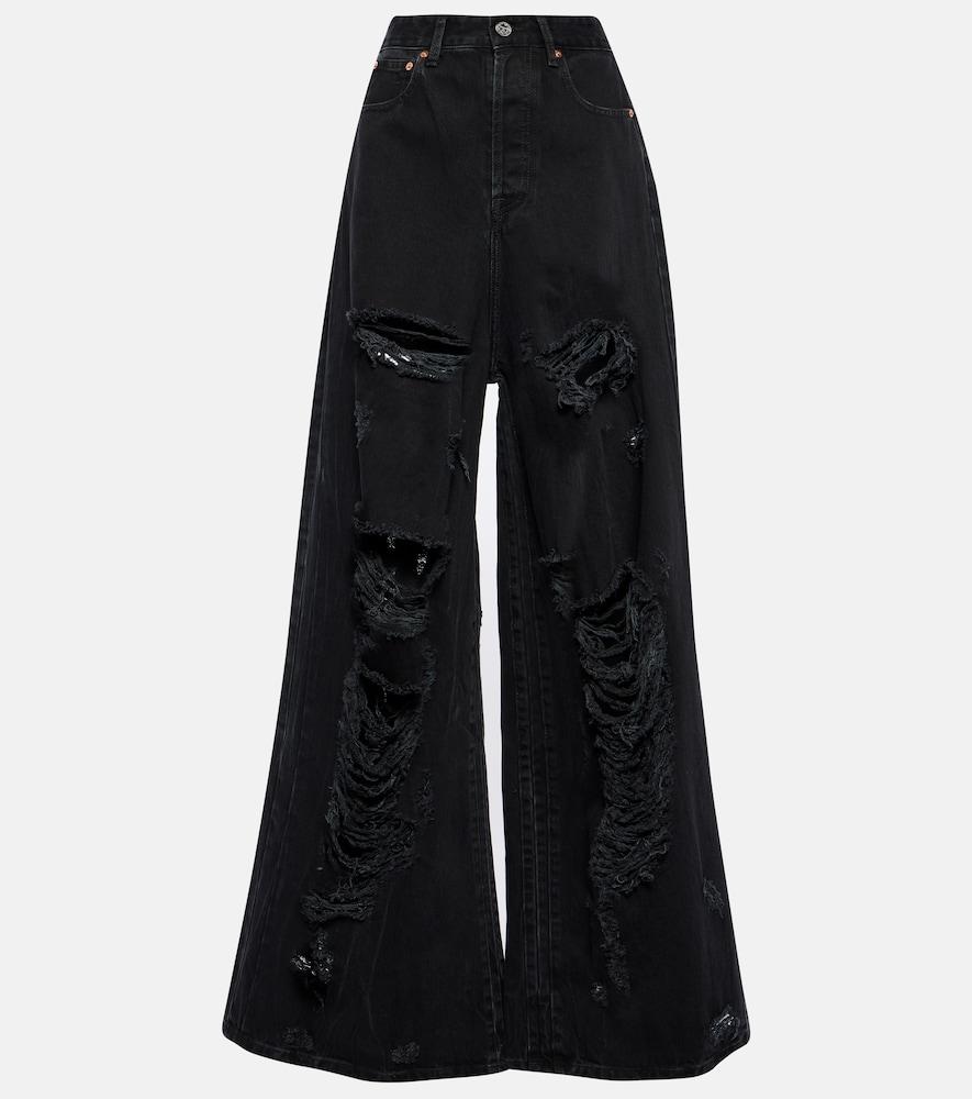 vetements distressed wide-leg jeans