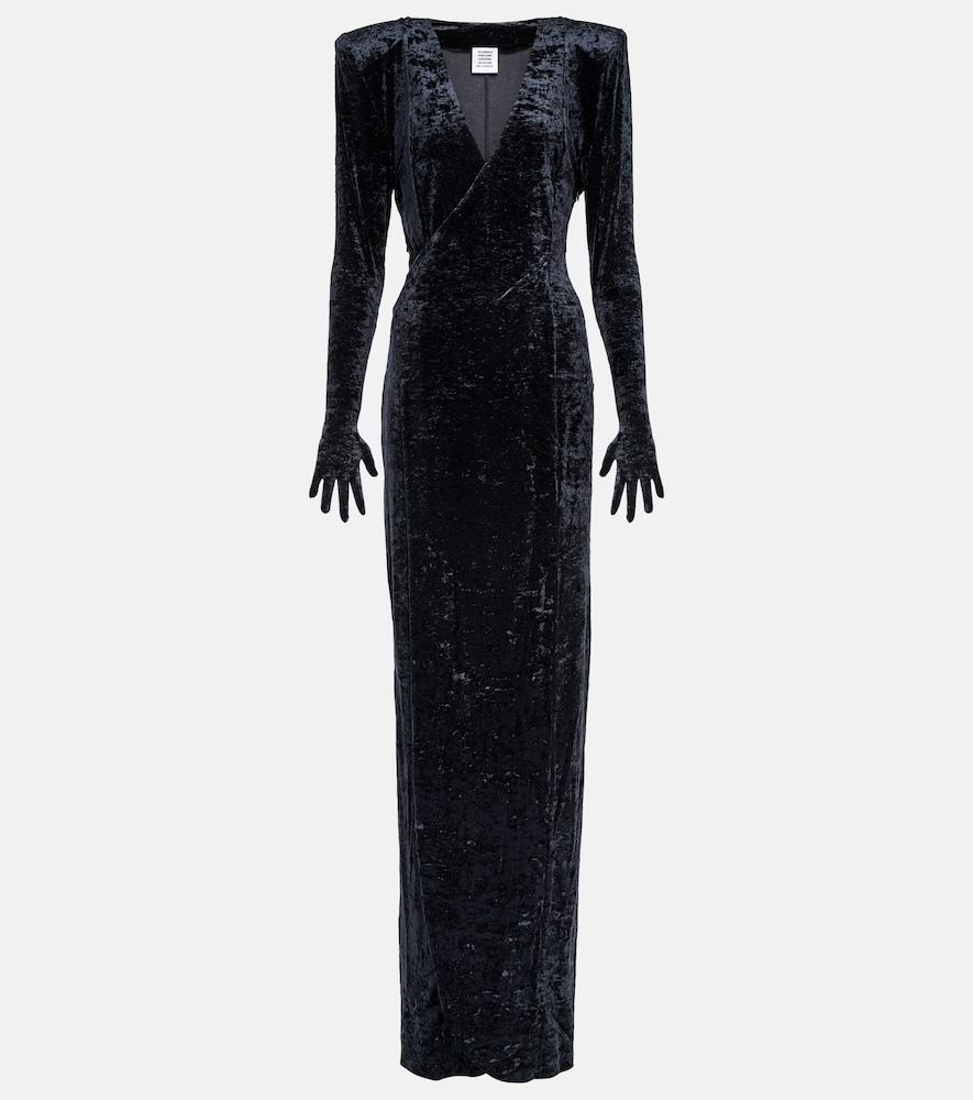 vetements diva gloves velvet maxi dress