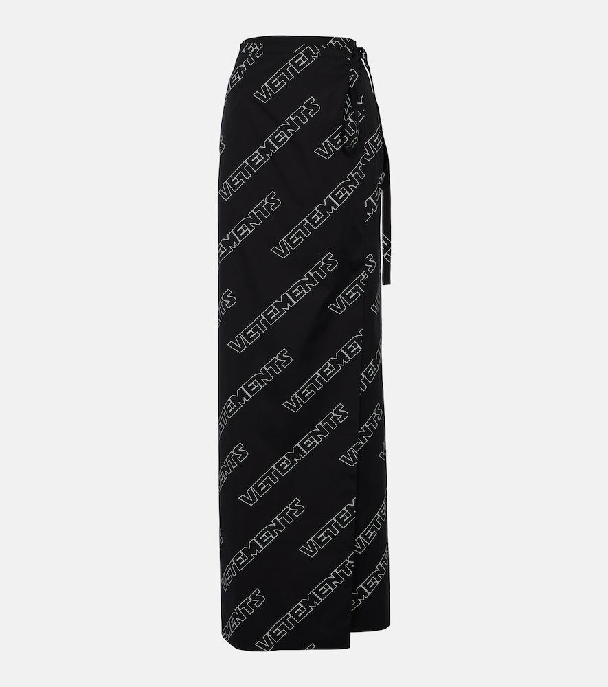 vetements logo cotton wrap skirt