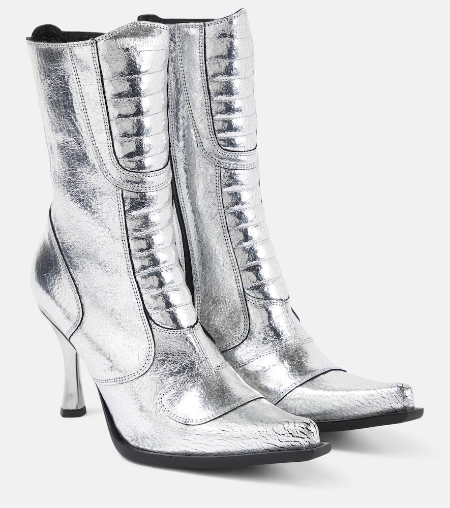 vetements metallic leather ankle boots