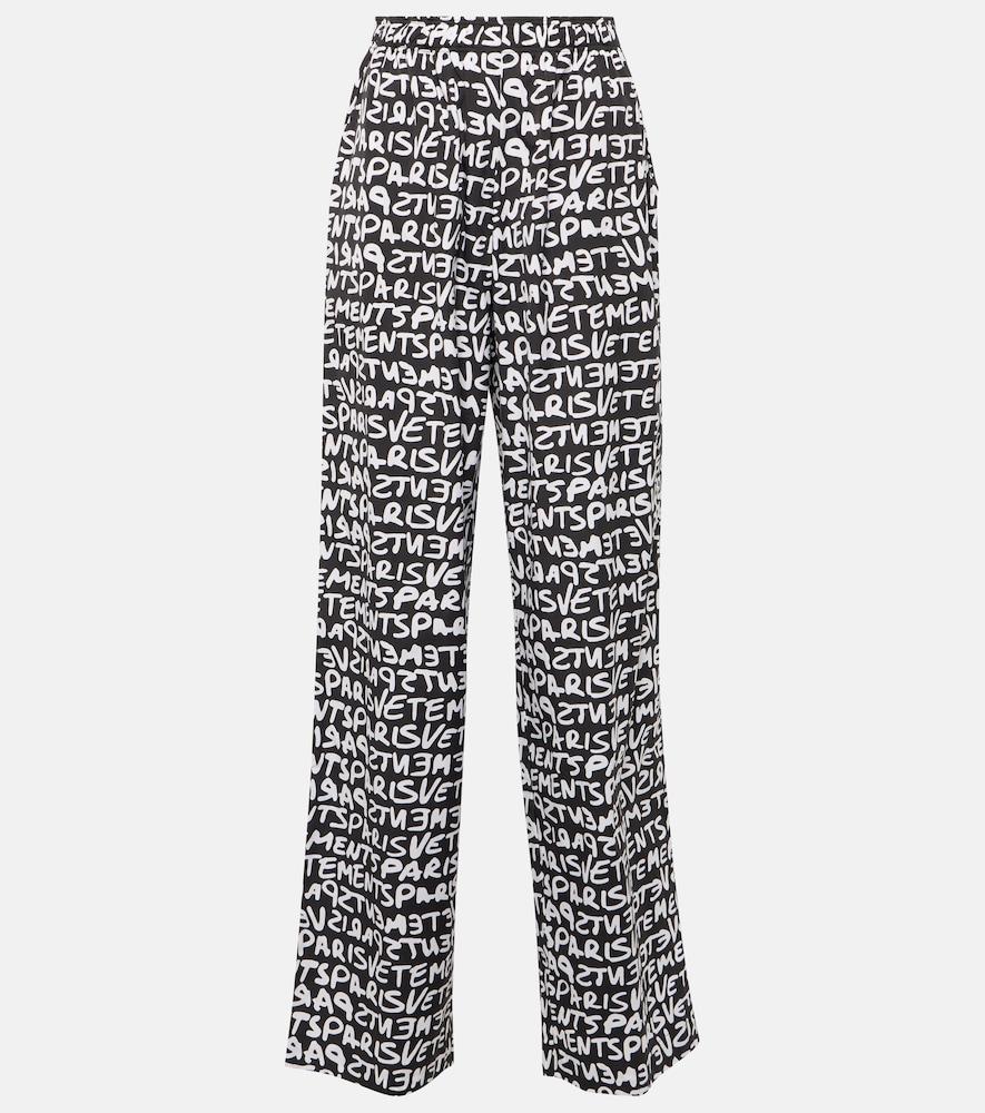 vetements printed high-rise cotton wide-leg pants