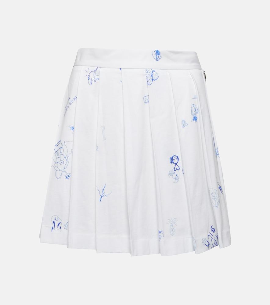 vetements printed pleated cotton miniskirt