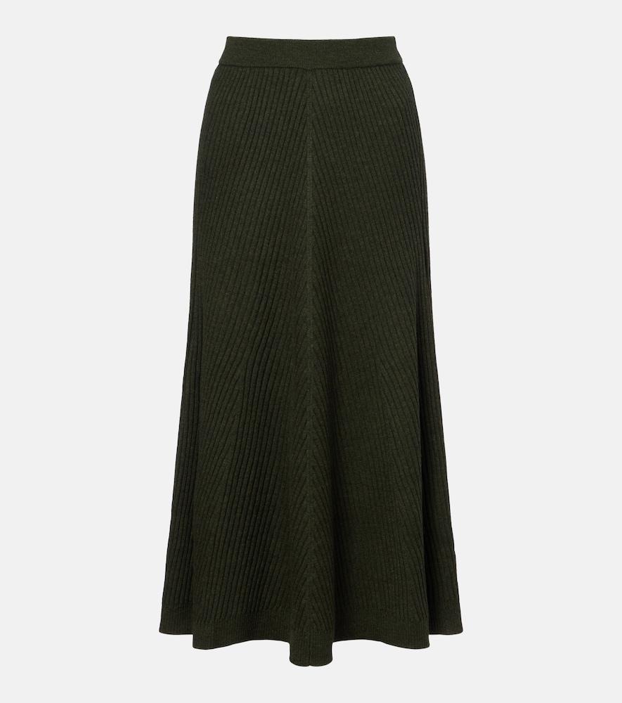 victoria beckham ribbed-knit wool midi skirt