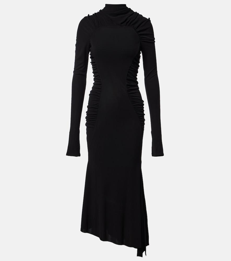 victoria beckham ruched crêpe jersey midi dress