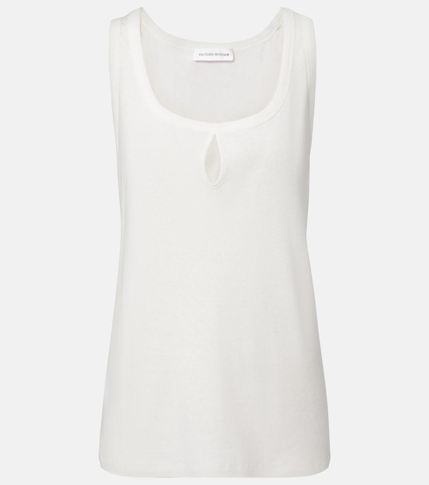 victoria beckham split cotton and linen tank top